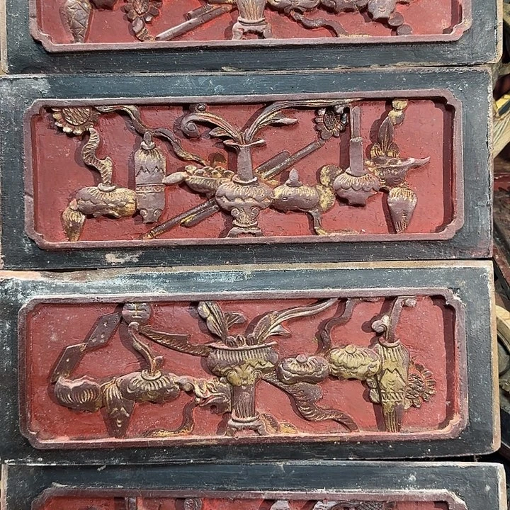 木石*居香樟木木雕博古四片