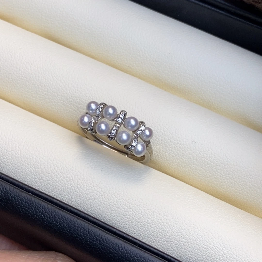 戒指银S925镶嵌淡水珍珠