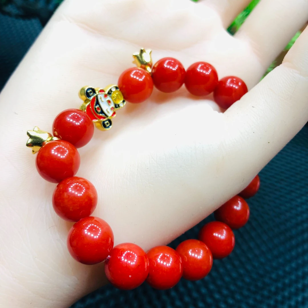 【玉晶坊珠宝】黄龙玉手链手串红色单圈鸿运当头百搭气质轻奢时尚