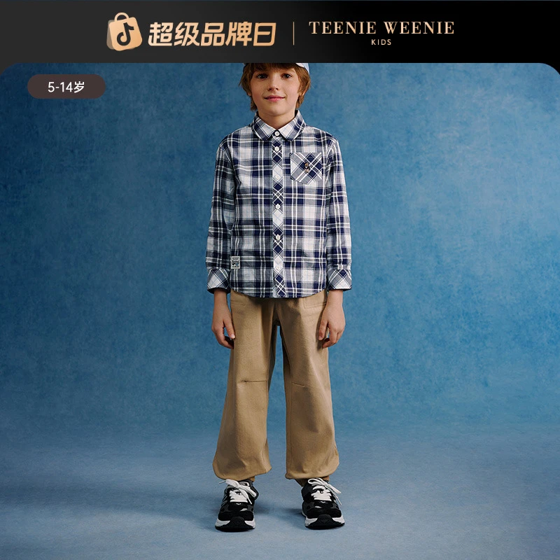TeenieWeenie Kids小熊童装25经典学院风格纹长袖衬衫TKYC251202B