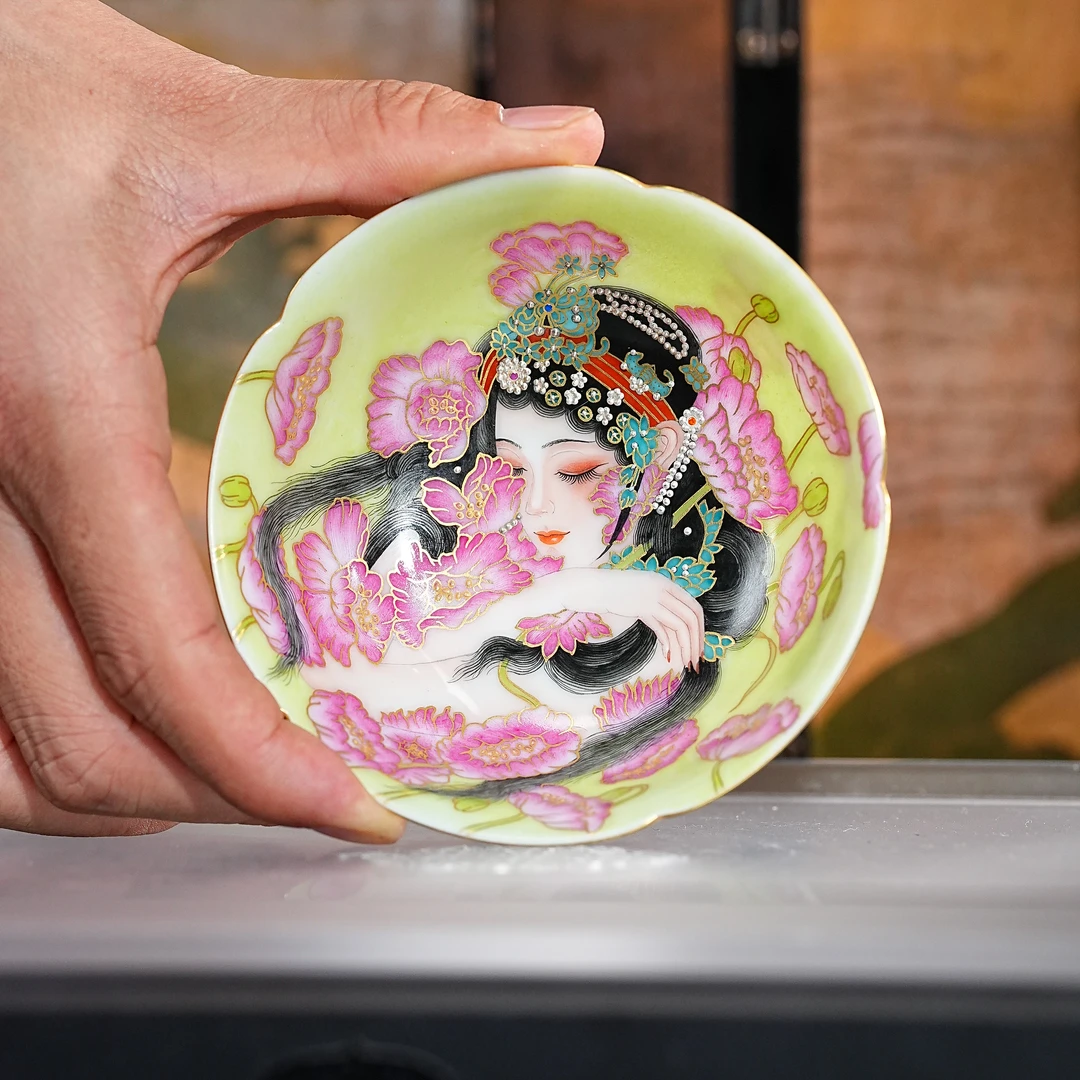 曹鸿雁 | 宝石粉彩虞美人普洱杯容量90cc 景德镇陶瓷