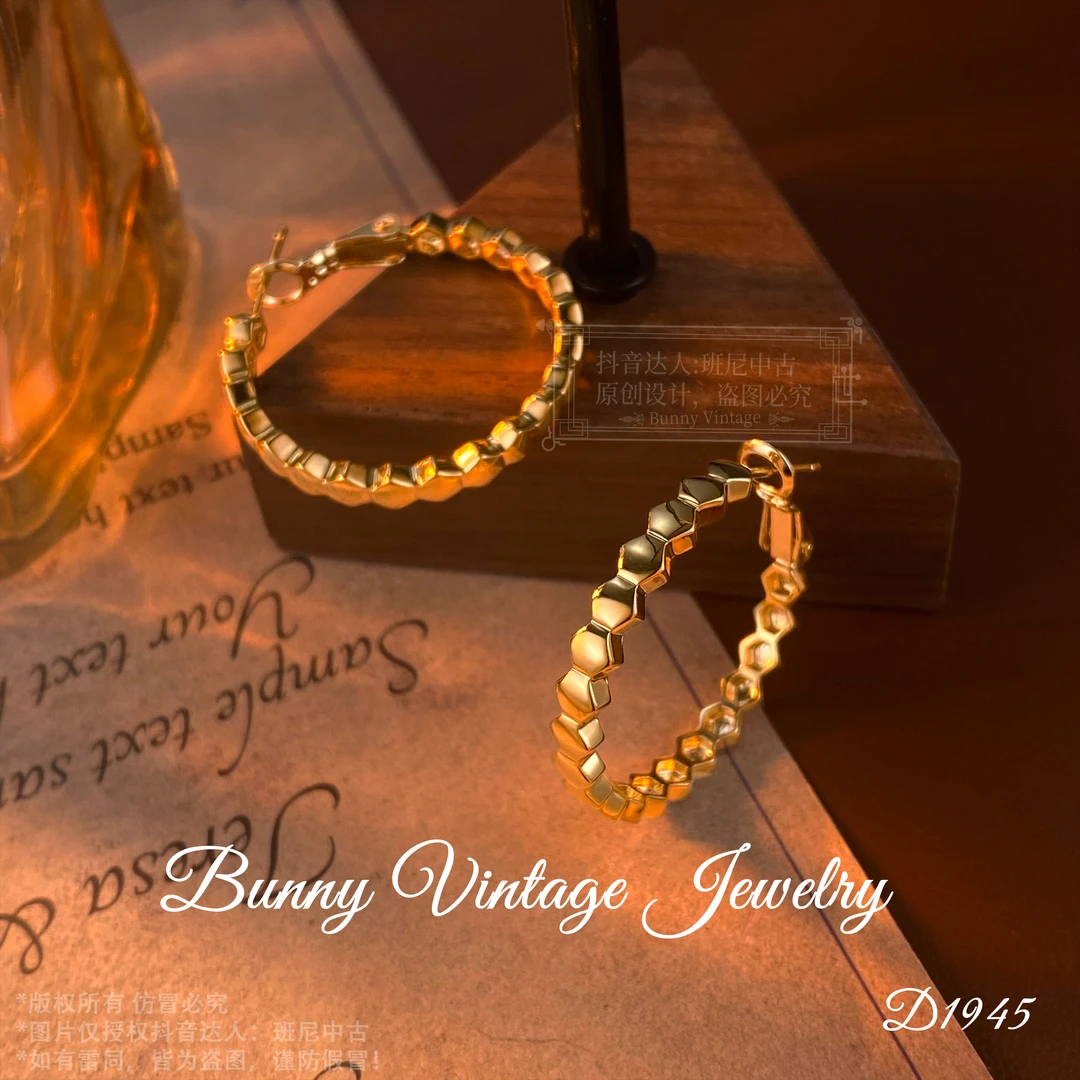 镀K金 D1945 法★【蜂巢时尚】ALUONI 爱洛尼 耳扣