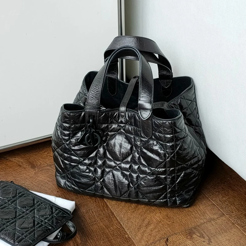 95新 DIOR/迪奥 so black油蜡皮Toujours中号手提包/51064