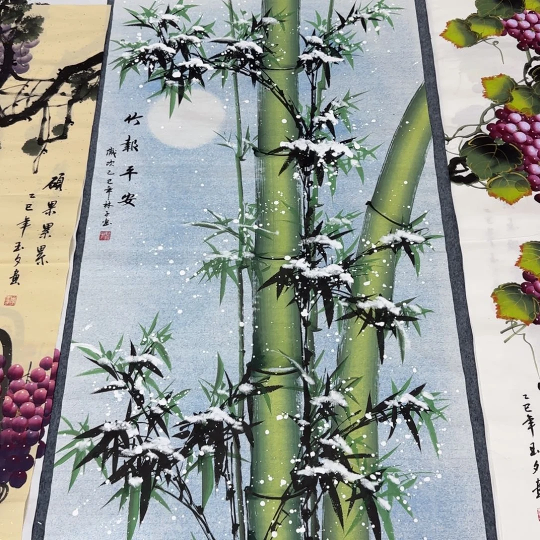 国画尺寸70X138手绘作品