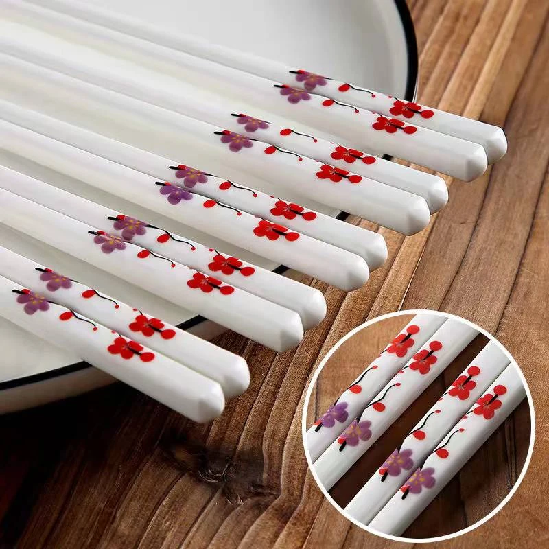 【一枝梅】防滑陶瓷筷子易清洗耐高温不发霉不掉色不变形