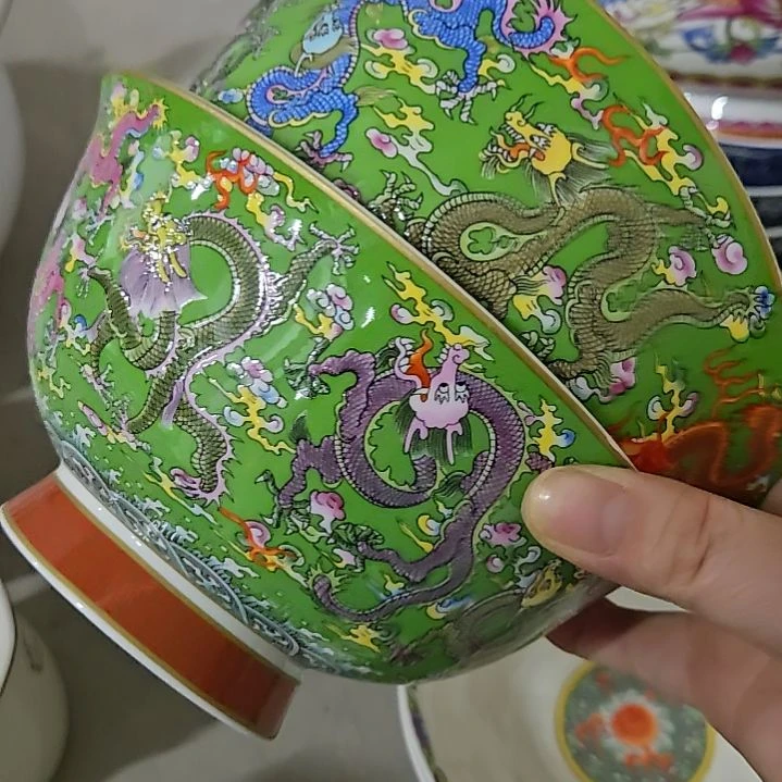 瓷片微瑕珐琅彩6寸2个面碗66666