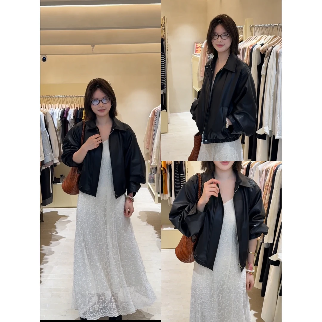 L-10325#『随便搭都很好看~』超级百搭的一件皮衣外套