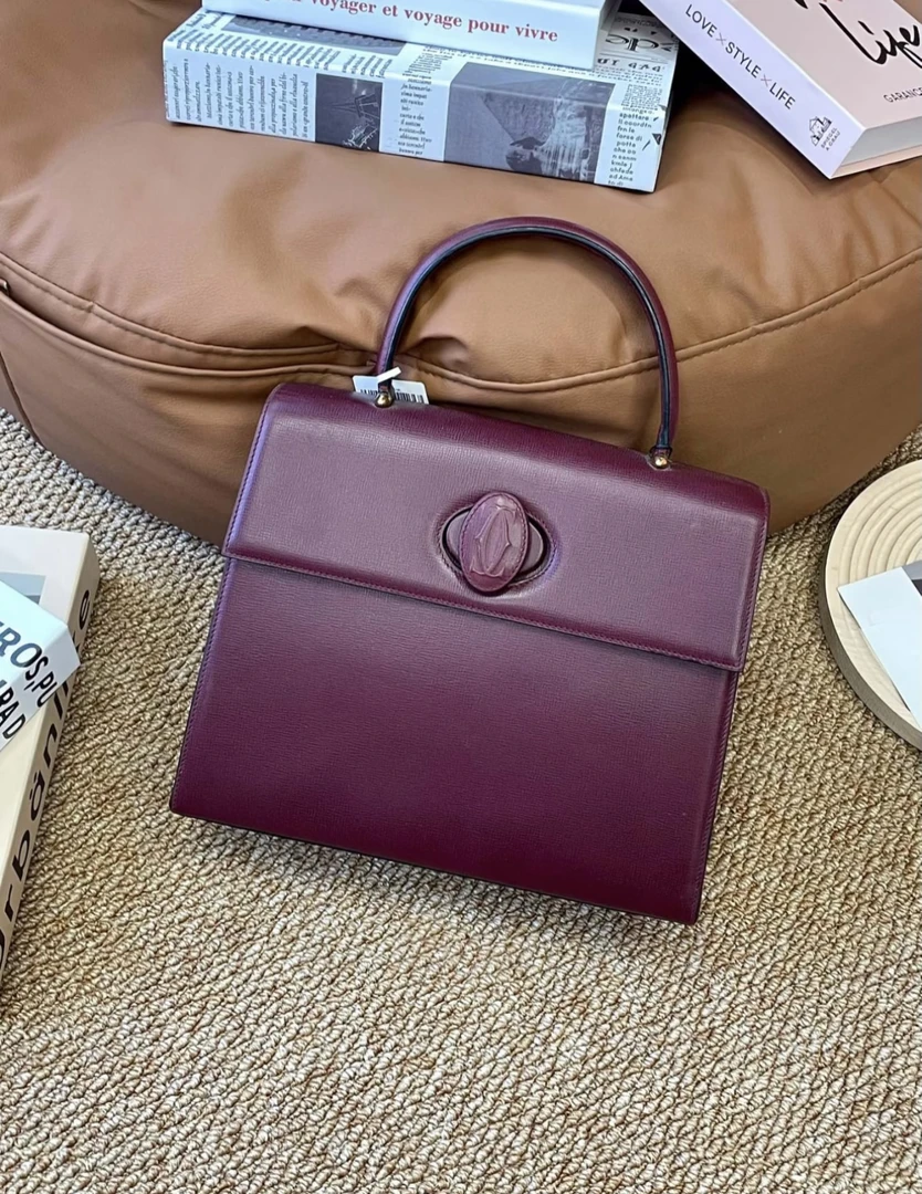 95新 Cartier/卡地亚 大吉中古/卡地亚波尔多红Kelly手提包