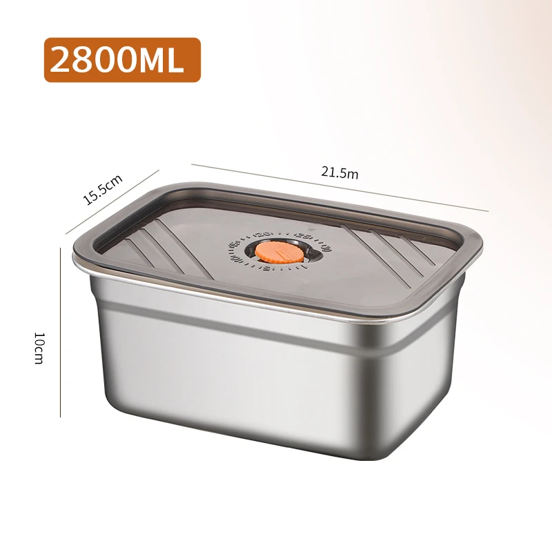 2800ML【买两个起优先发货】食品级不锈钢保鲜盒密封防漏冷藏冷冻