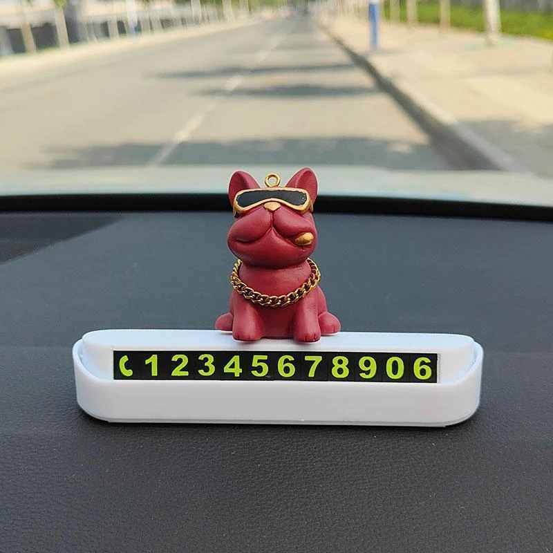 汽车车内用品挪车牌车饰移车号码牌装饰斗牛犬创意车载摆件