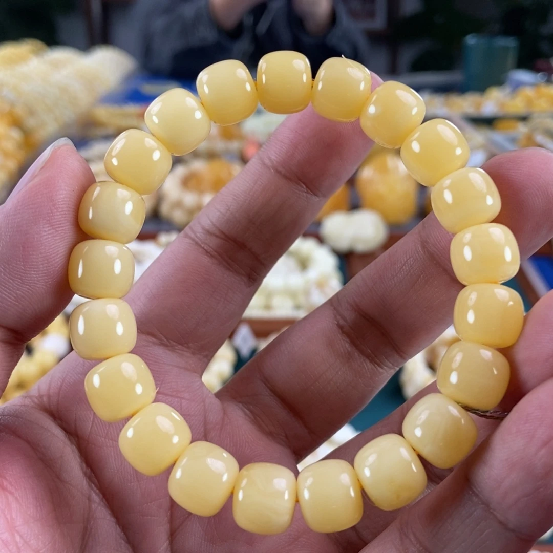 琥珀未镶嵌珠宝奇石10+浓蜡老型手串16.11