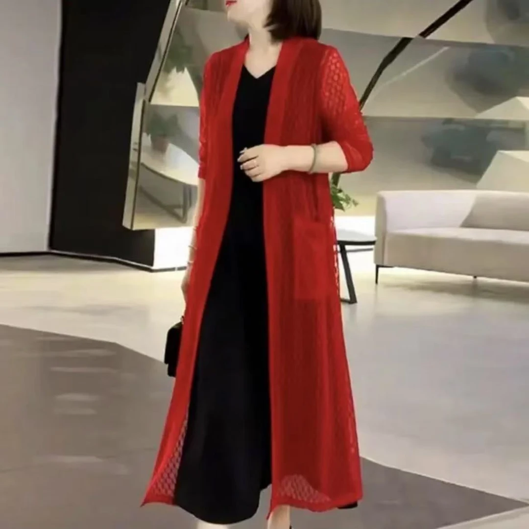【吉遇优选】1788-003#新品夏季冰纱纯色镂空百搭气质外披