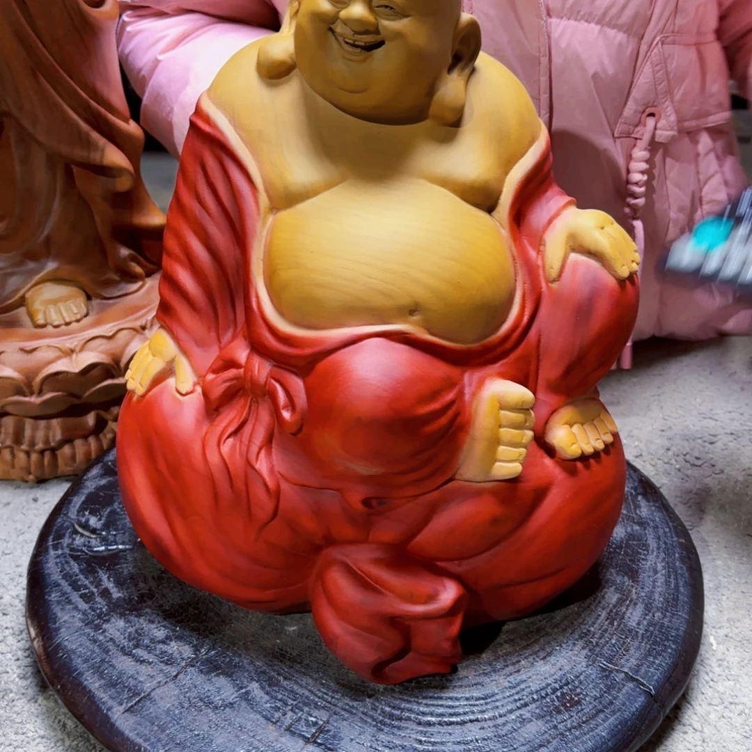 爱***起香樟木坐款福袋弥勒佛