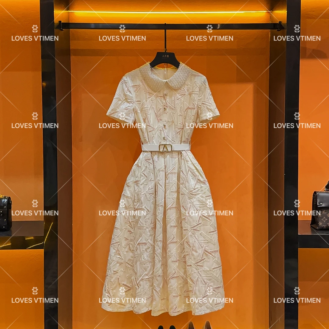 【vian专属】设计师气质轻奢刺绣显瘦连衣裙LOVES-A588