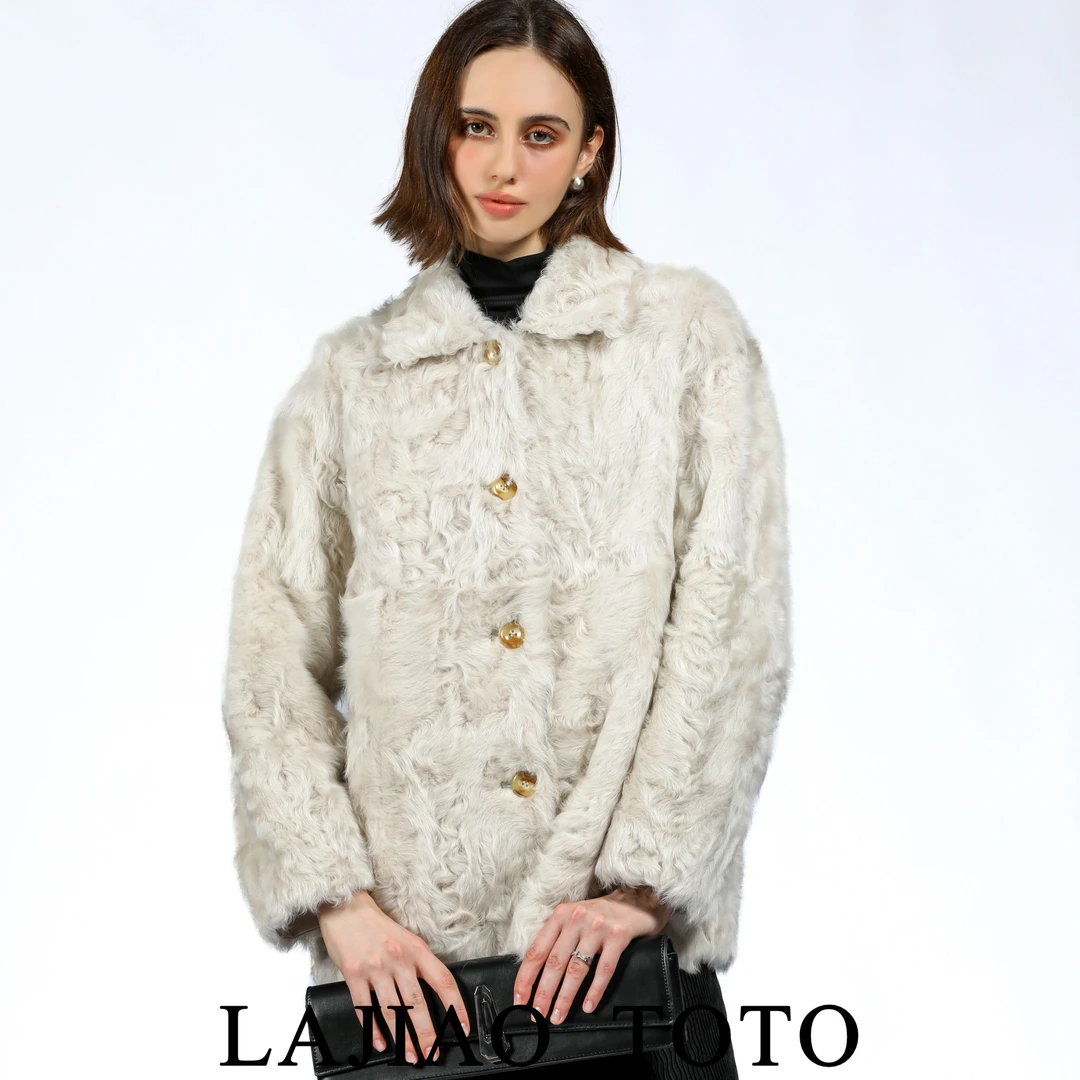 【艺洋穿搭】LAJIAO TOTO进口小湖羊轻奢感女士皮毛一体外套#87107