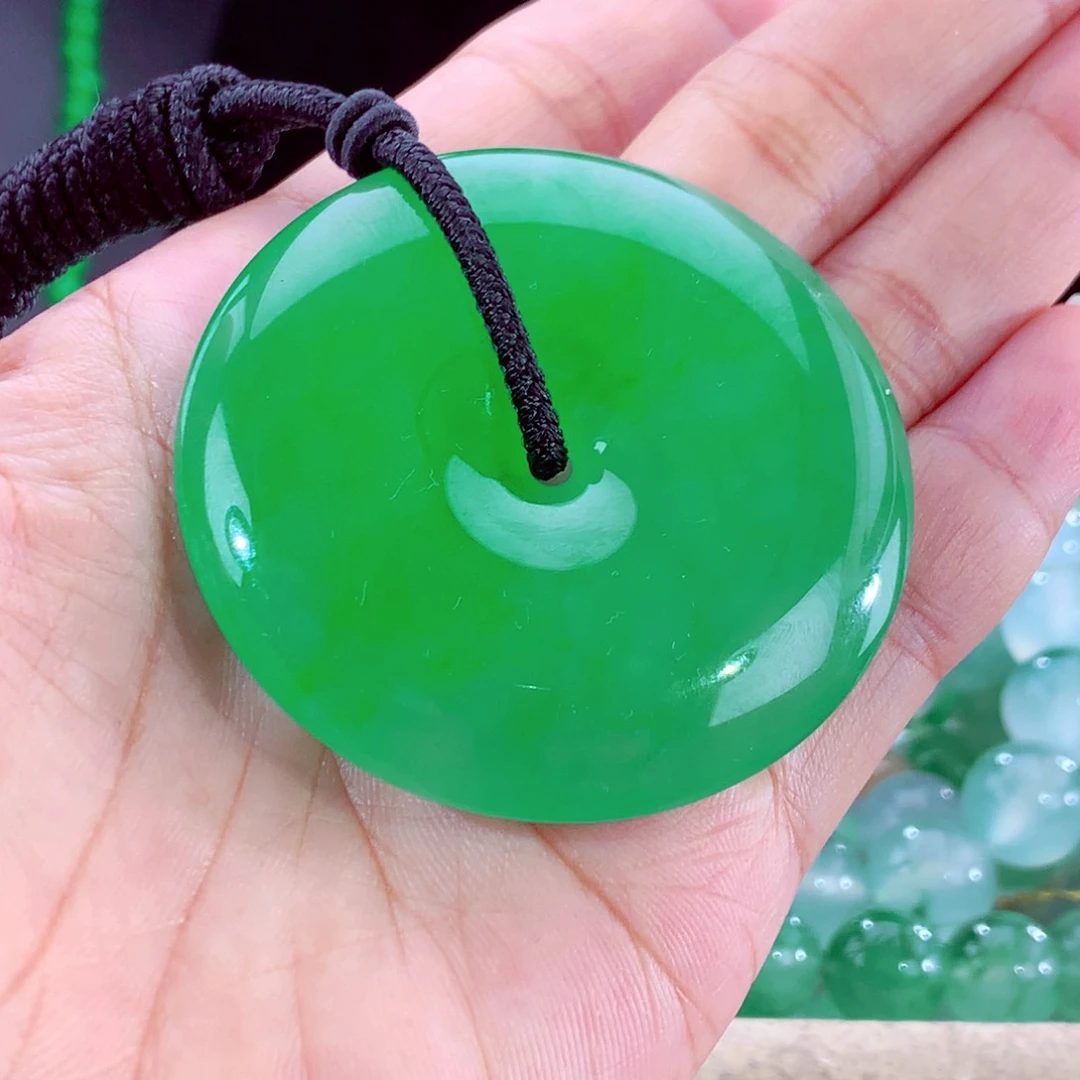 未镶嵌手串翡翠天然翡翠缅甸a货正阳绿平安扣吊坠