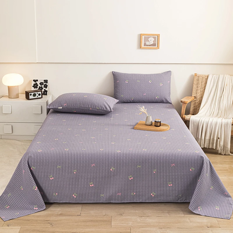 爱心樱桃 手工原棉老粗布细纱软凉席床单床笠亲肤透气单件三件套