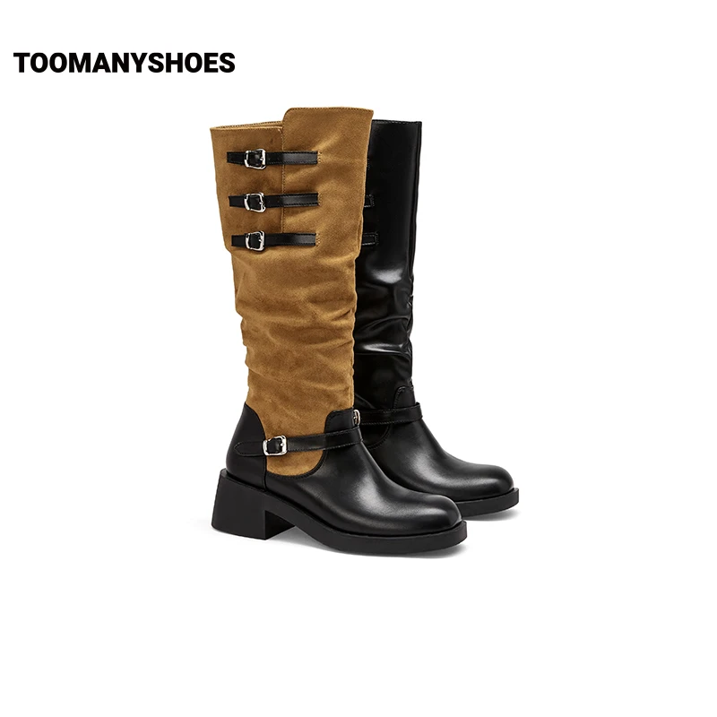 【达人】Toomanyshoes女鞋街拍氛围仿旧时装靴子复古时尚高筒靴子