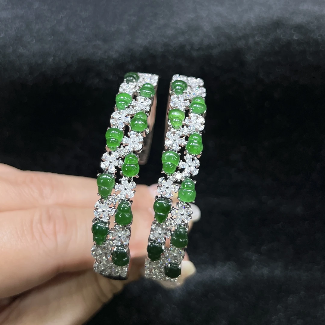 【红旭玉麟】天然翡翠A货葫芦开口手镯 多样性发一件