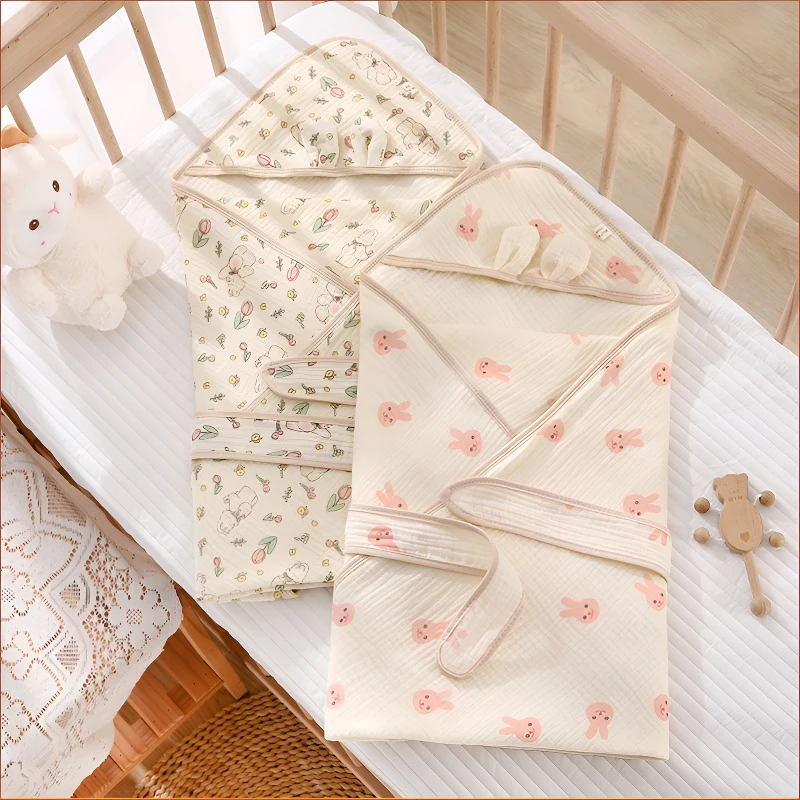 婴儿纯棉抱被新生儿春夏薄款裹被神器四季通用襁褓巾产房防风薄棉