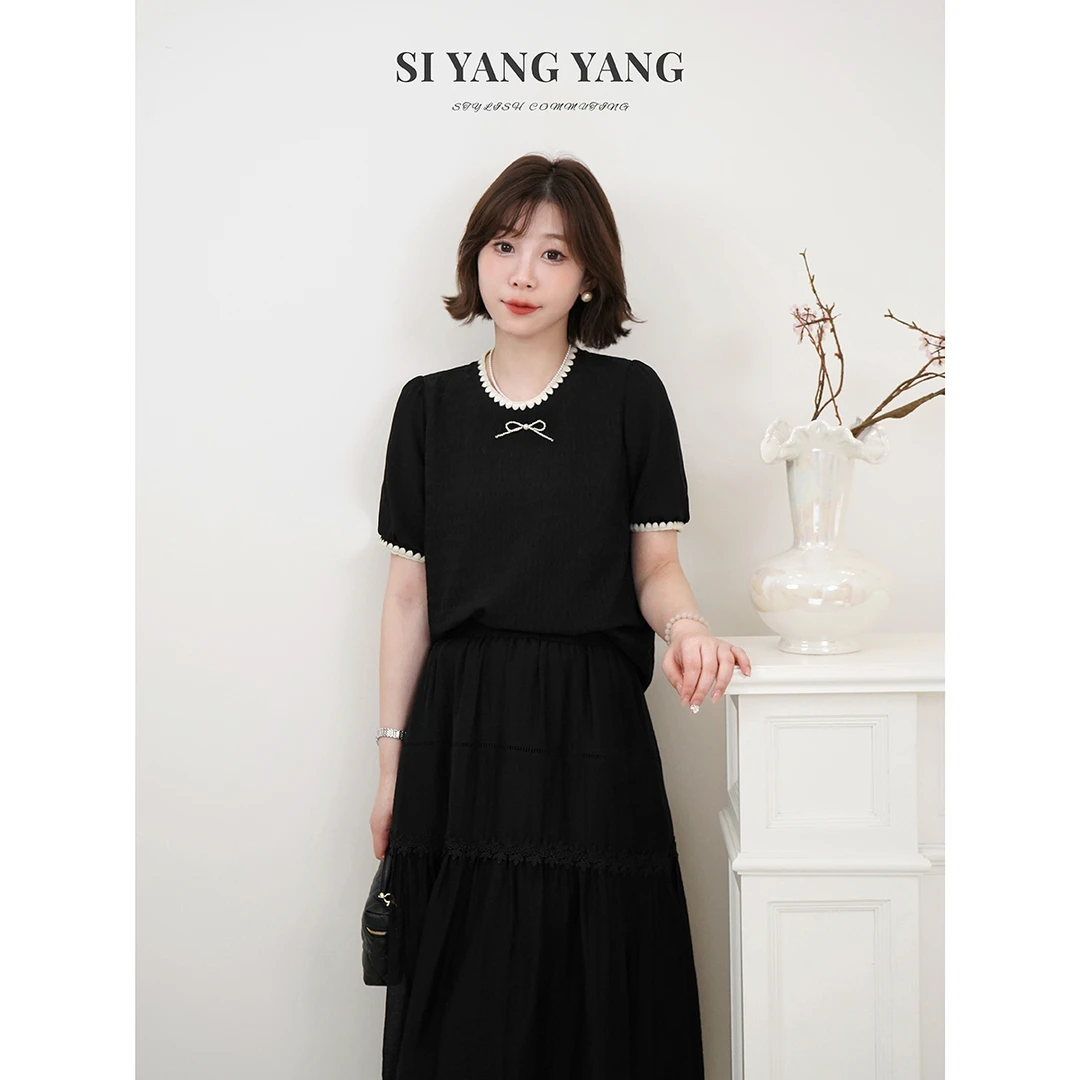 SIYANG水波纹提花新款柔软细腻亲肤百搭减龄T恤TX503B011SYY