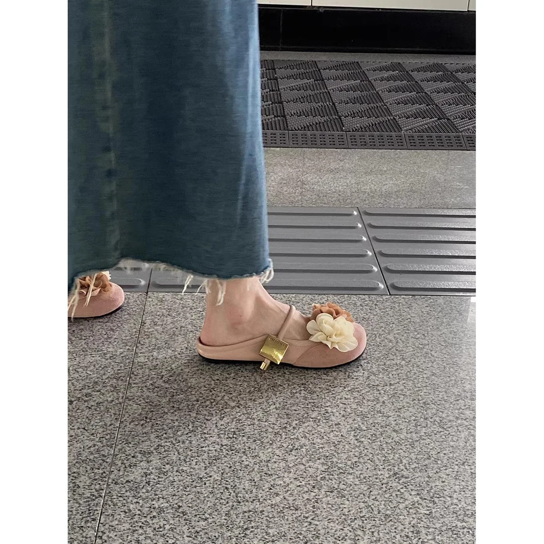 平底温柔晚晚鞋包头半拖鞋女鞋子新款外穿凉拖夏季新中式国风单鞋