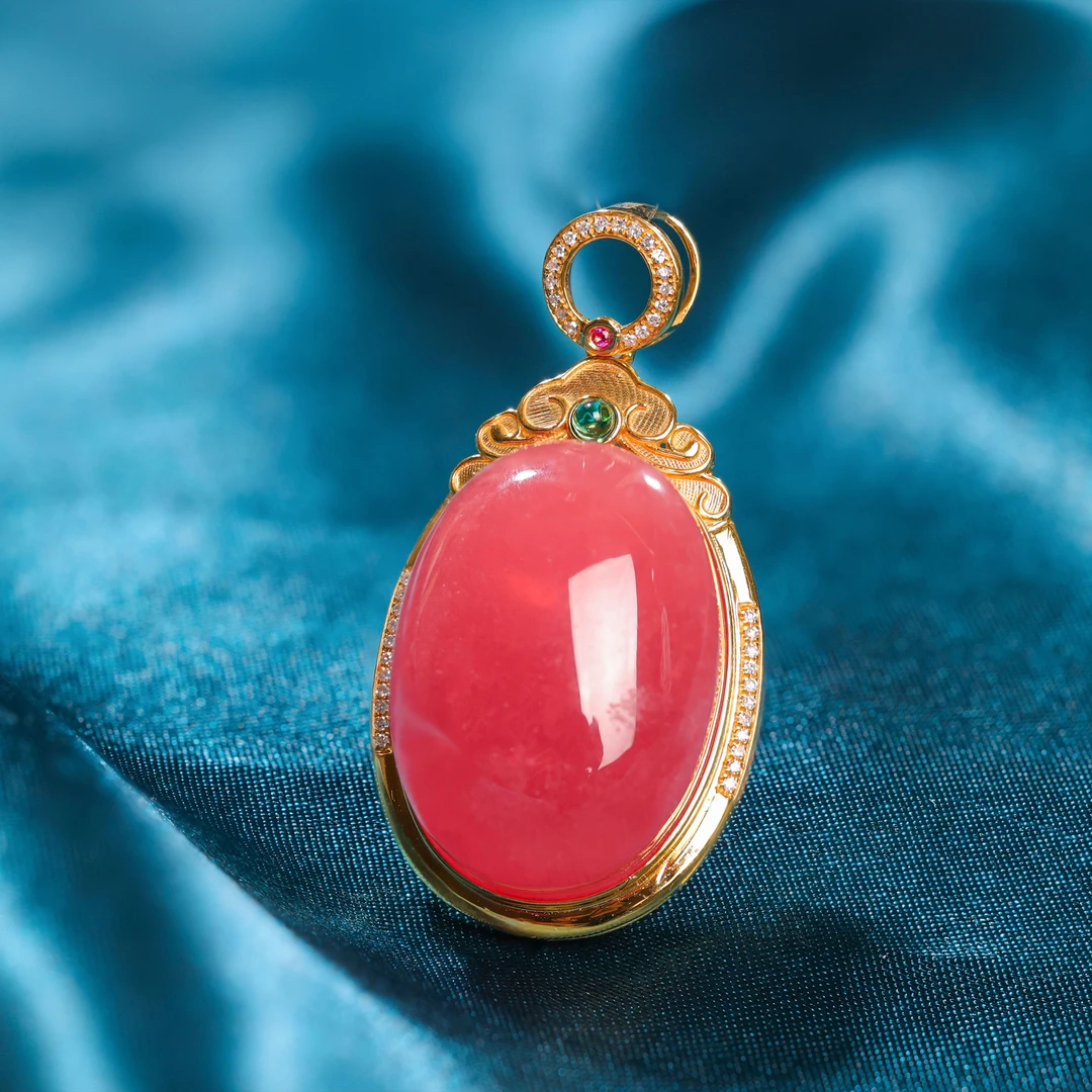 【桃总推荐】18K玉化红纹石蛋面吊坠@@ZY40907009