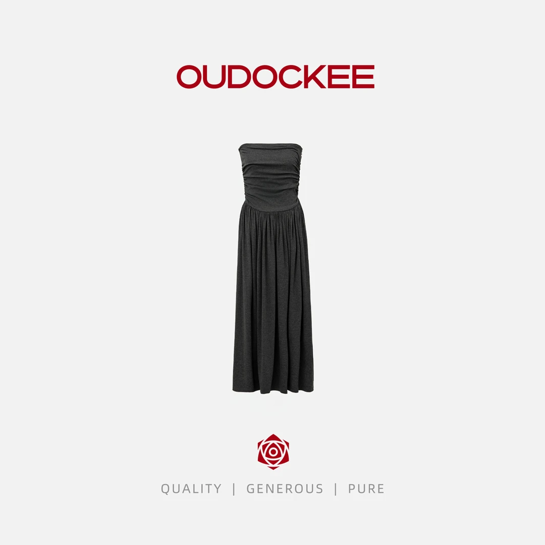 OUDOCKEE 鸥鸥【抹胸裙】新款灰色连衣裙气质款 L2501F153T
