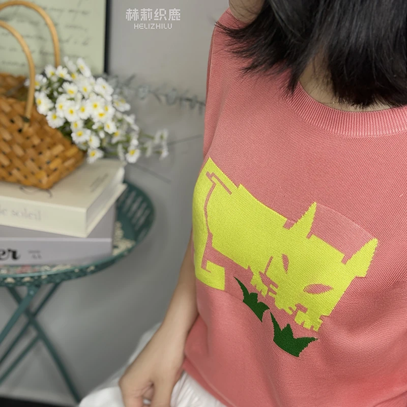 HELUZHILU 原创莱赛尔夏季新款潮牌女装设计时尚休闲减龄气质短袖