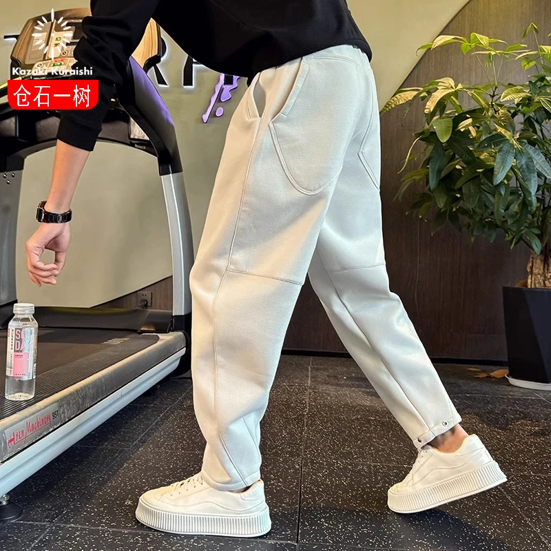 仓石一树轻奢直筒休闲裤男2025新款夏季宽松弯刀卫裤运动百搭长裤