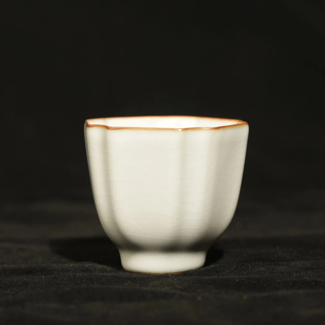 R007高档汝窑立方杯开片陶瓷主人杯个人专用复古品茗茶具茶杯