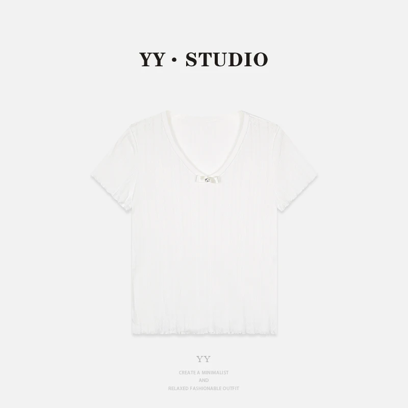 【YANYAN】夏季新款荷叶边蕾丝坑条短袖T恤YY-7976