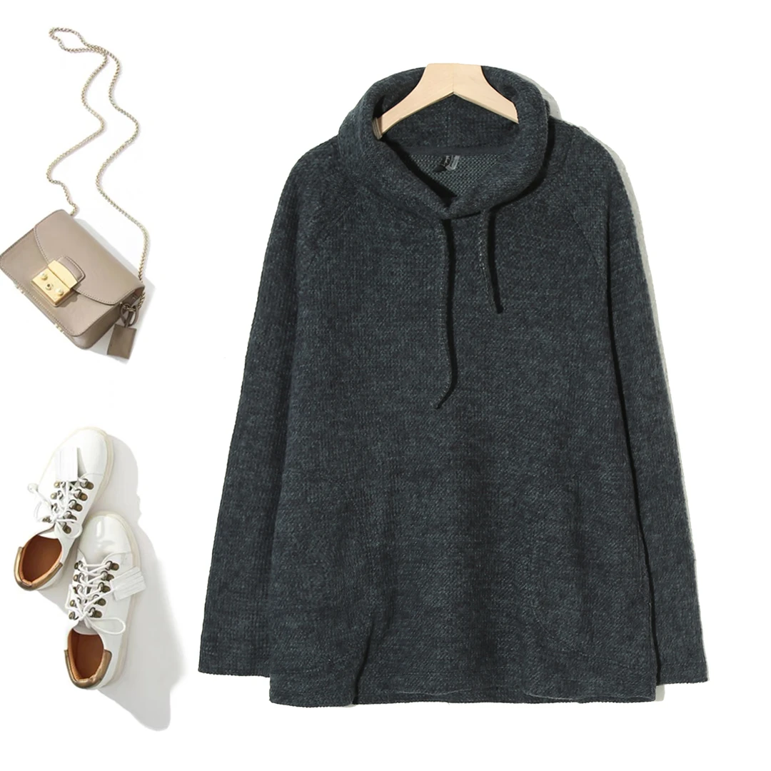 高领抽绳设计感柔软百搭女士休闲新款毛衣打底时尚减龄毛衣H398