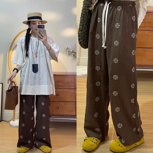 see U自制 日系复古天丝亚麻遛弯裤 夏日清凉透气微喇凉凉裤