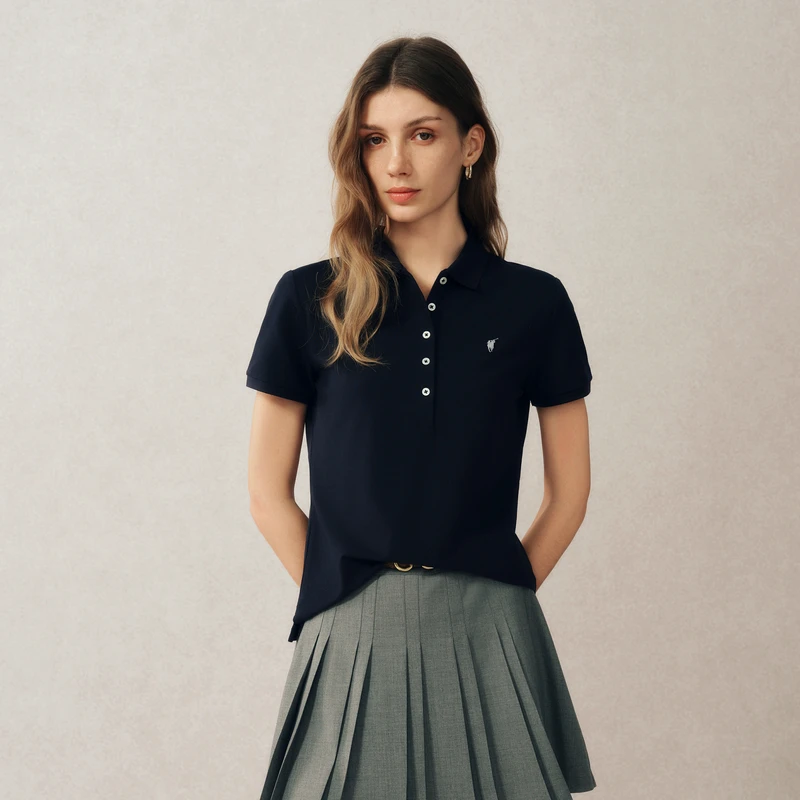POLOWALK2025夏季新品针织休闲运动短袖简约翻领POLO衫W52E10551