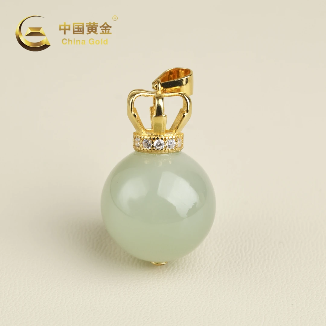 【中国黄金】皇冠 | 和田玉*吊坠*S925银镶嵌-D11404-Y