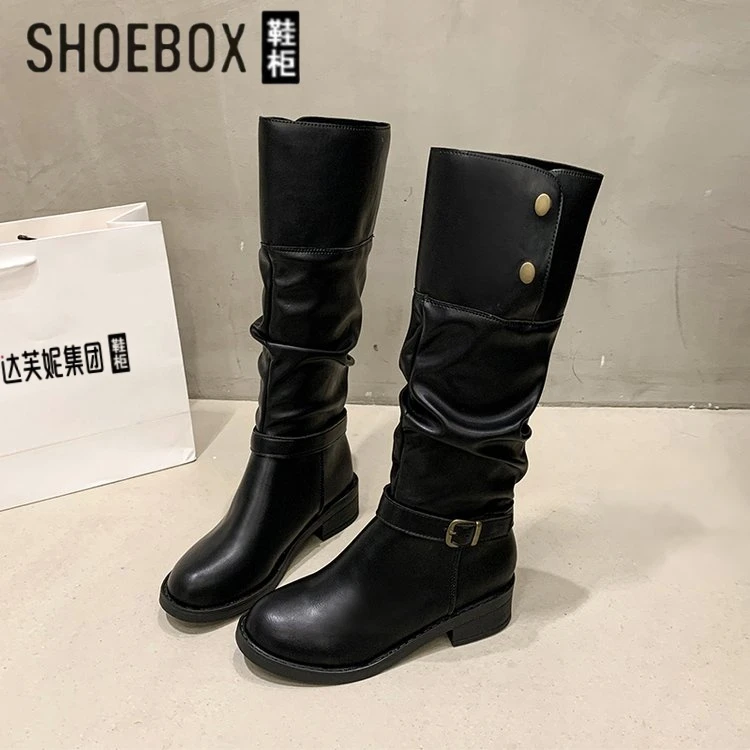 鞋柜时装靴长筒秋冬骑士不过膝高筒靴马丁靴单靴女靴靴子女长筒靴