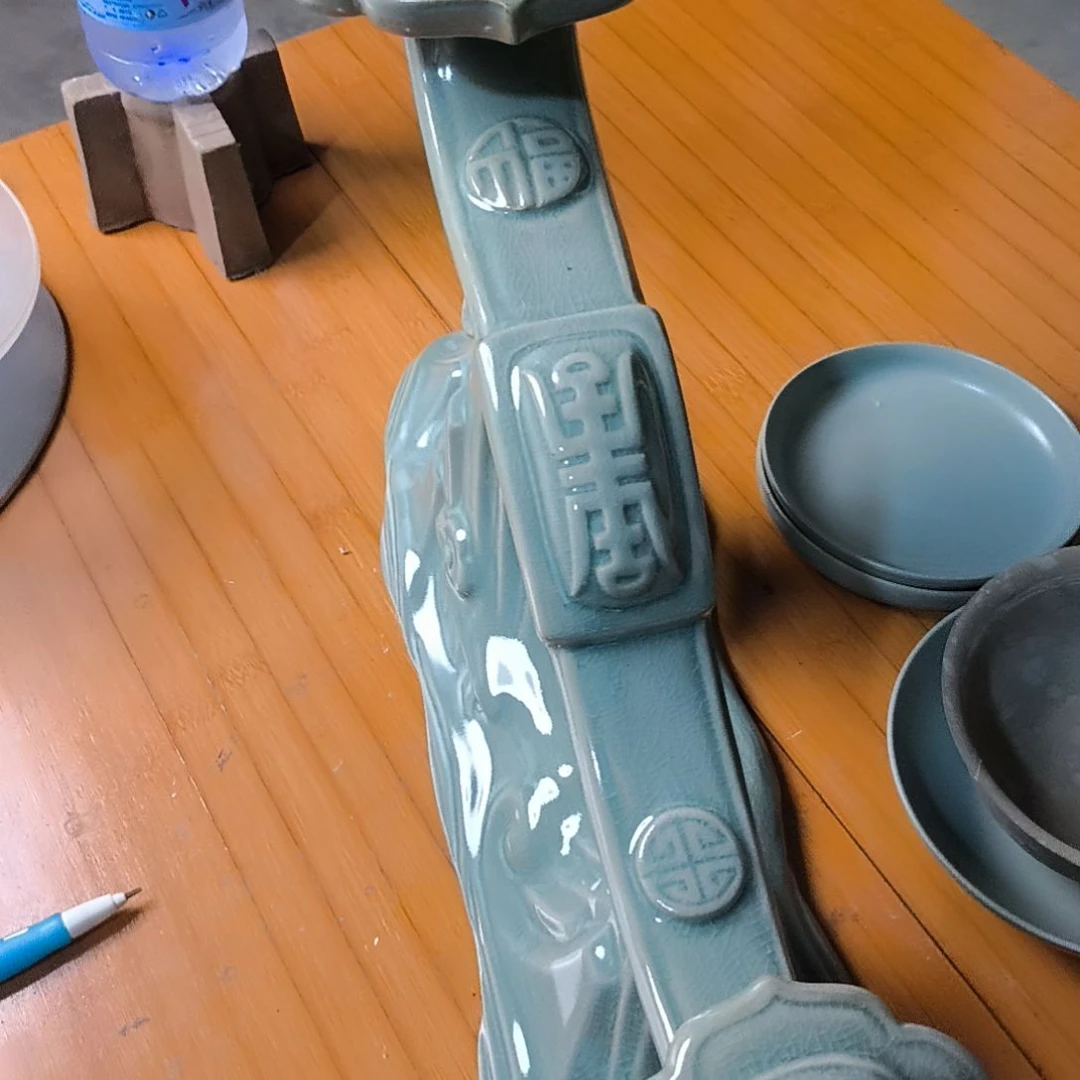 摆件清凉寺汝瓷仿古釉如意微瑕