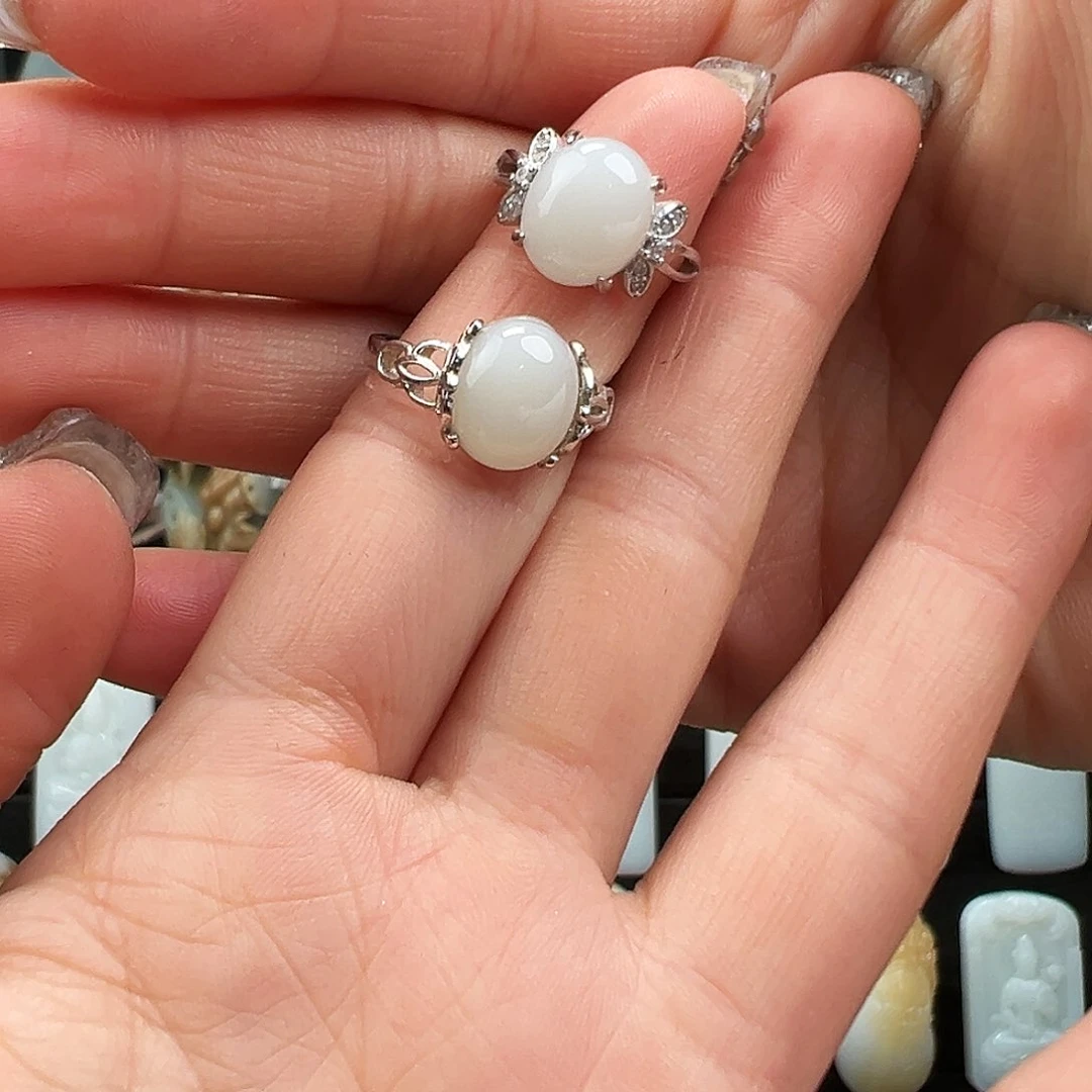 和田玉颈饰银S925镶嵌