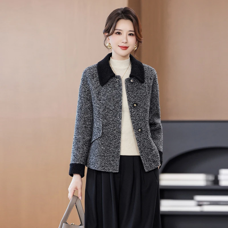 柏菲妮时尚休闲双面羊毛呢外套女装2025新款秋冬爆款小香风气质潮
