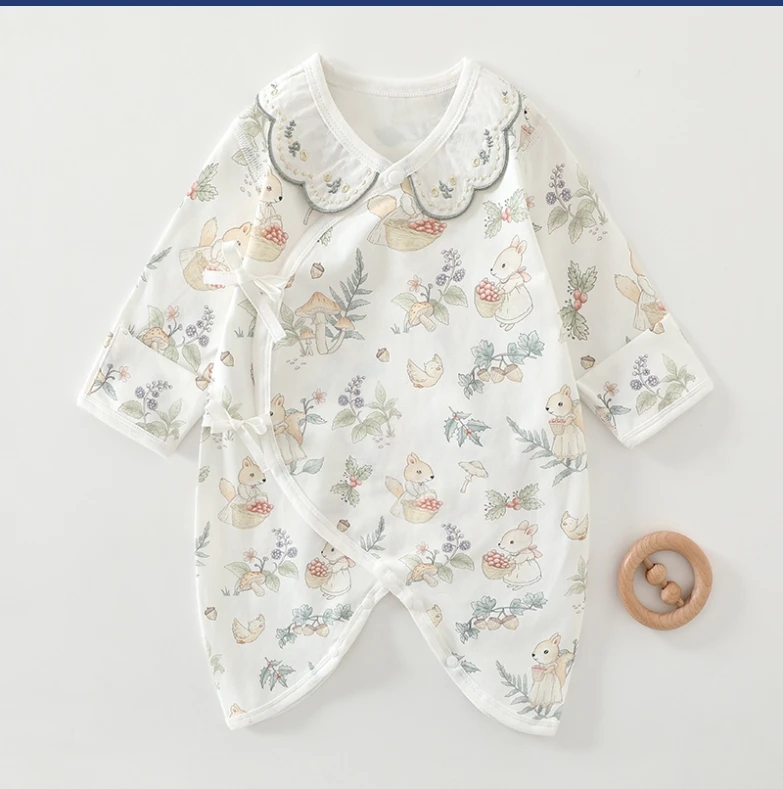 新生儿衣服0到3月婴儿连体衣夏季薄款男女宝宝蝴蝶衣和尚服哈衣