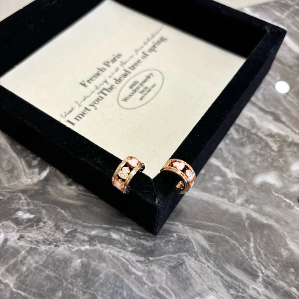 铜合金合成锆石耳饰 双色葫芦耳环EH3805