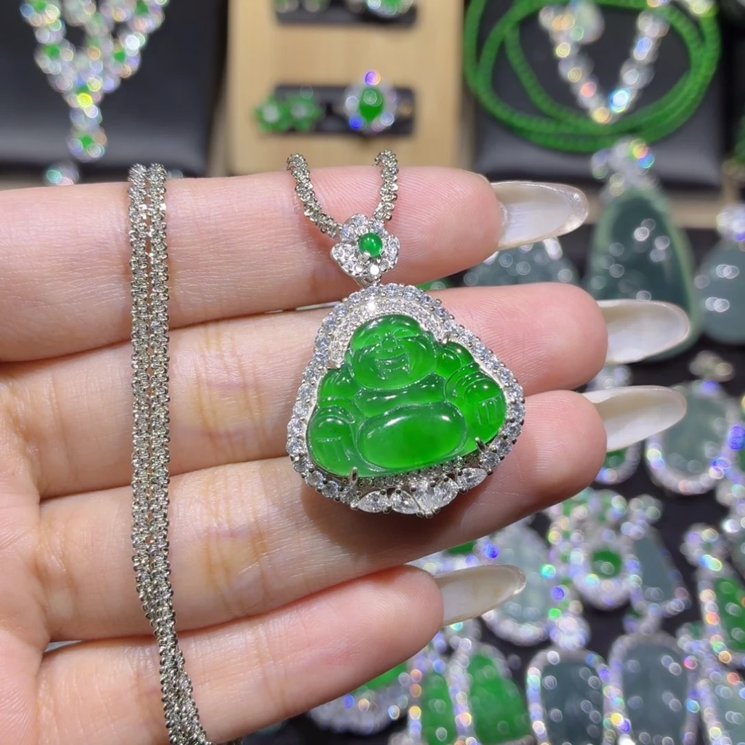 翡翠银S925镶嵌吊坠(赠链)