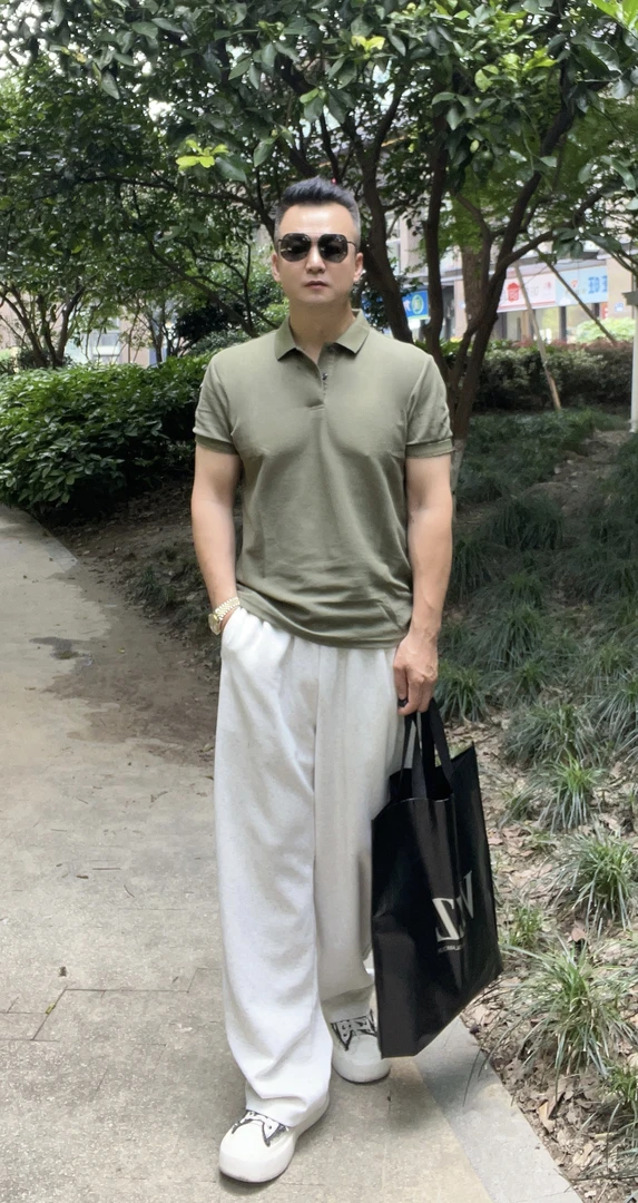 标准型夏季合体短袖男纯色Polo衫修身透气百搭工装风
