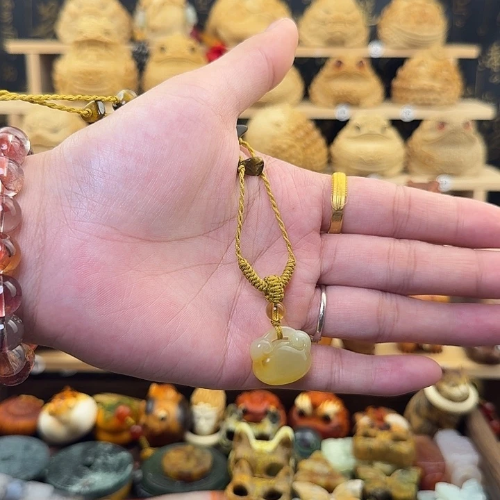 竹猪如意锁项链吊坠