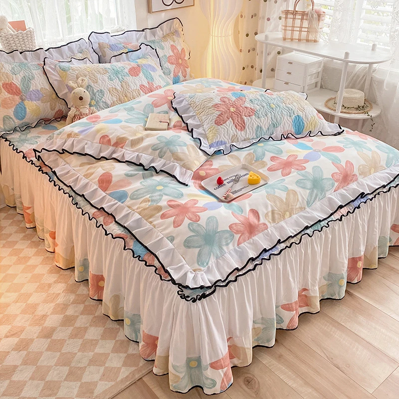【四季款】韩版公主风夹棉床裙四件套春夏新款加厚双人床罩三件套