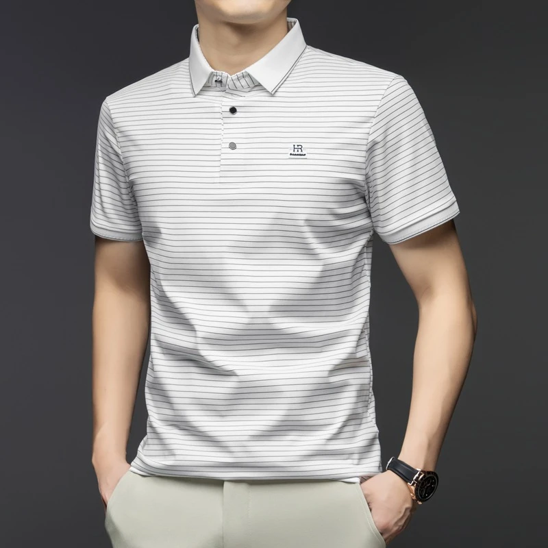 雅戈尓polo衫男新款商务宽松高端翻领薄款上衣t恤衫