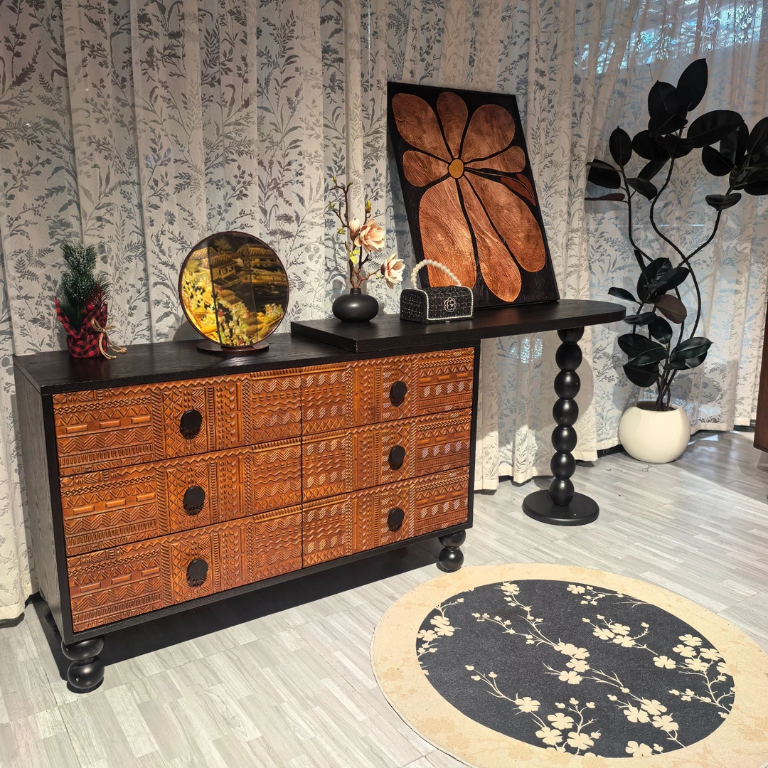 【巴达洛克梳妆台】储藏雕花做旧法式6斗艺术斗柜柜子简约客厅