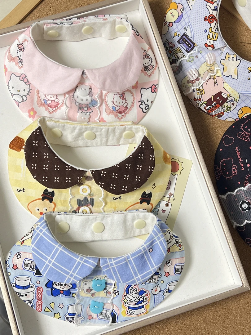 娃娃领可爱猫咪狗狗口水巾