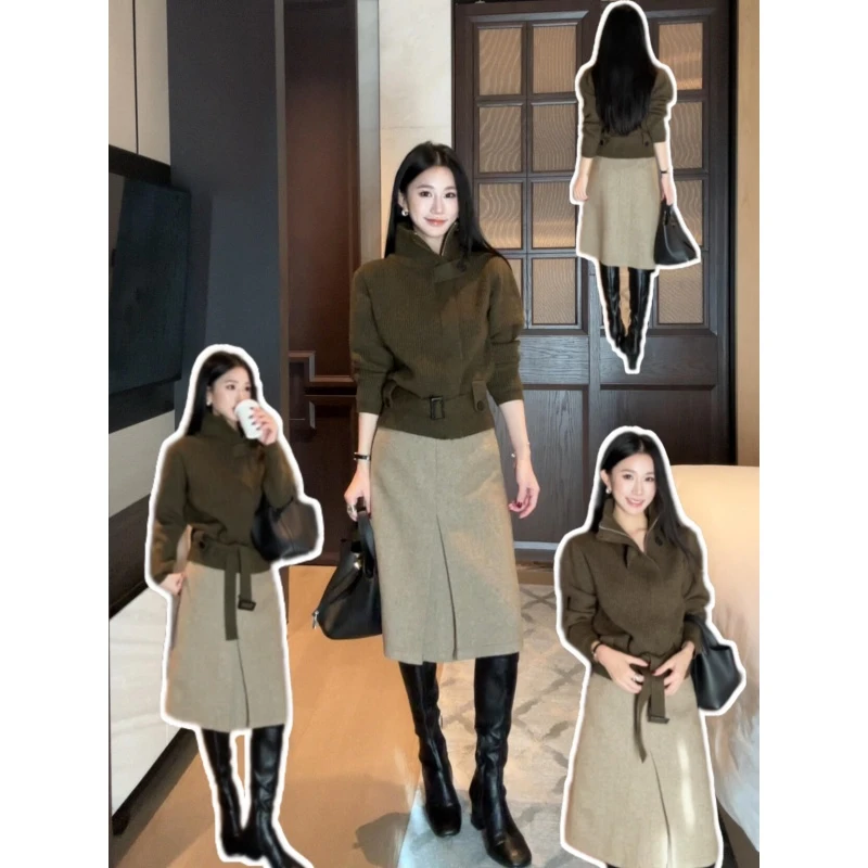 MARIE.COCO韩系复古设计感立领收腰外套搭高级简约半身裙气质套装